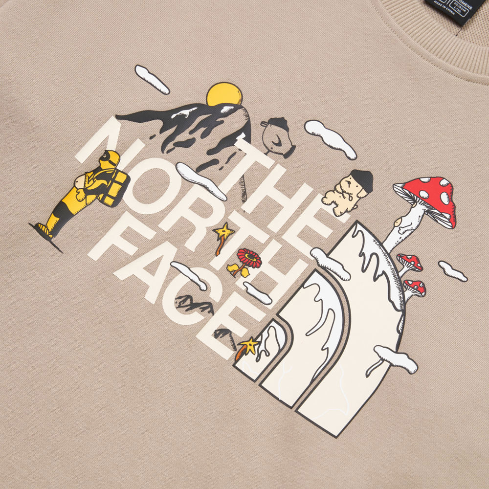 【uncle belly】The North Face北面男女款棕色趣味印花長袖大學T｜8JRRBOX