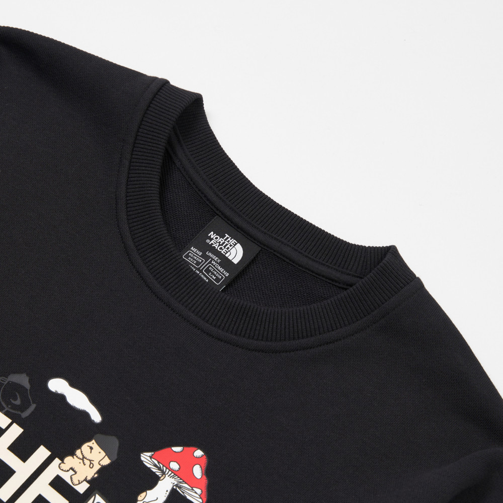 【uncle belly】The North Face北面男女款黑色趣味印花長袖大學T｜8JRRJK3