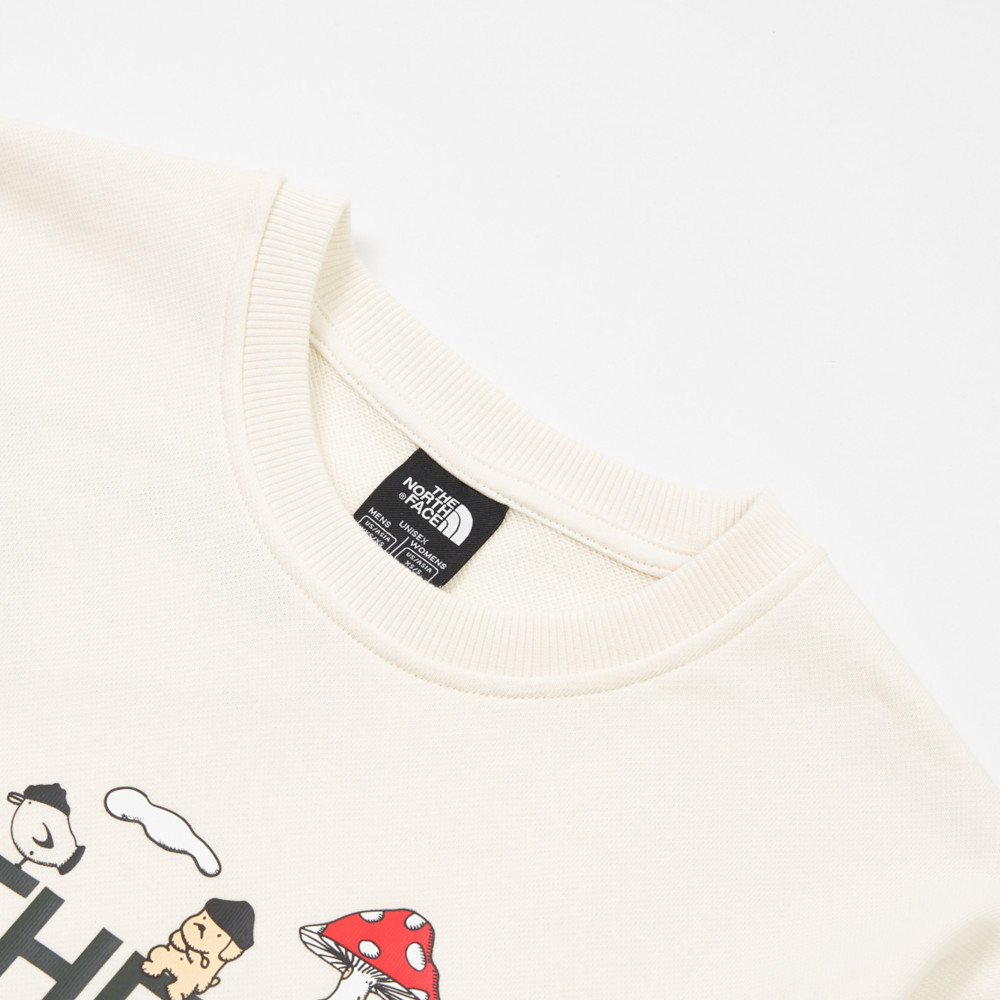 【uncle belly】The North Face北面男女款米白色趣味印花長袖大學T｜8JRRQLI