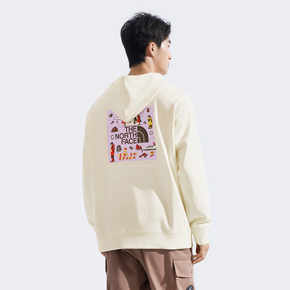 【uncle belly】The North Face北面男女款米白色趣味印花長袖帽T｜8JRSQLI