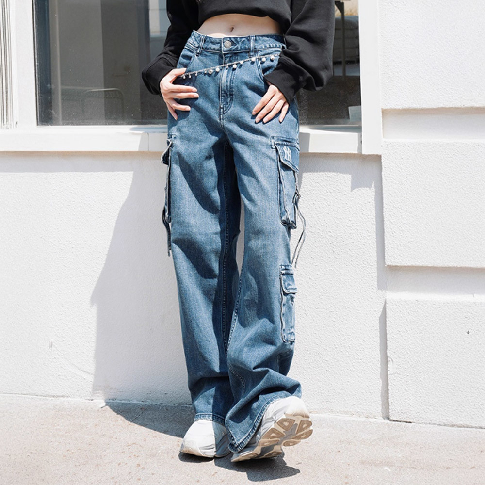 MLB Korea MLB 女版丹寧牛仔褲 紐約洋基隊 (3FDPB0554-50INS)｜翔風官方商