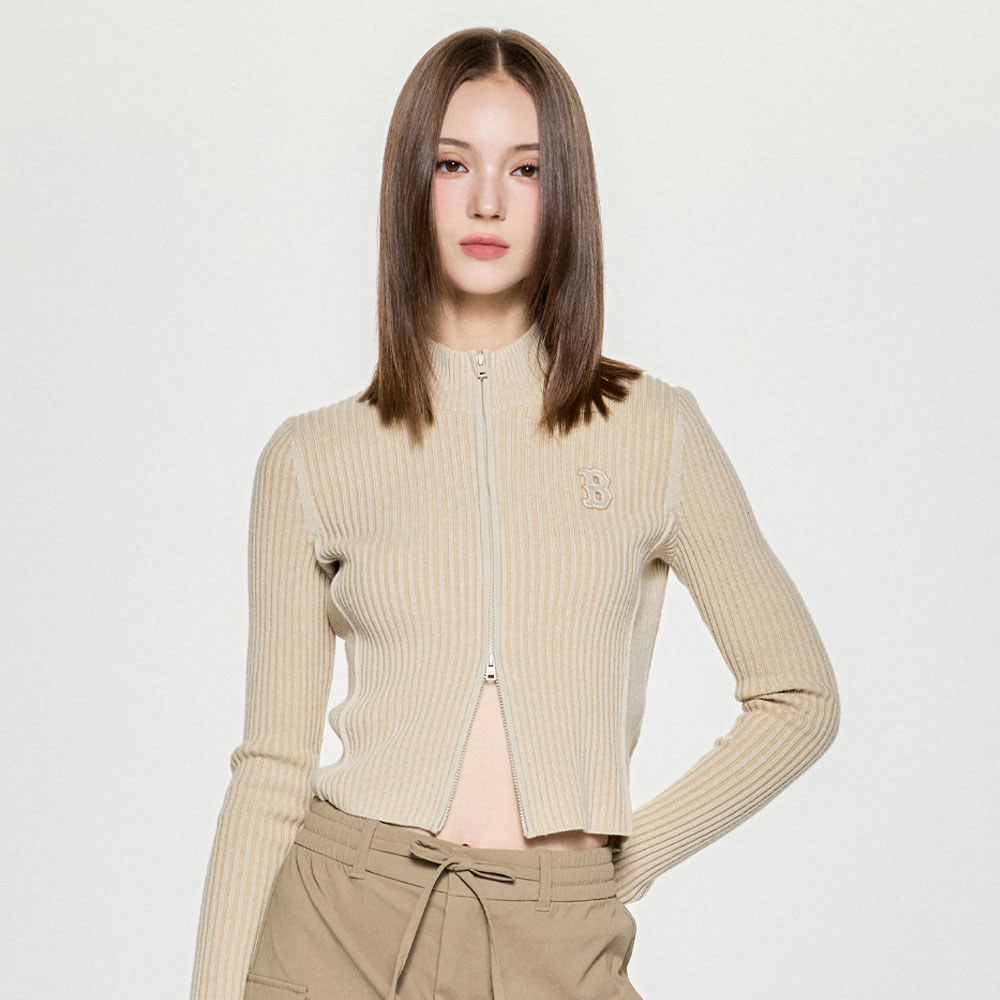 MLB 女版長袖復古水洗針織衫 波士頓紅襪隊 (3FKCB0354-43SAL)