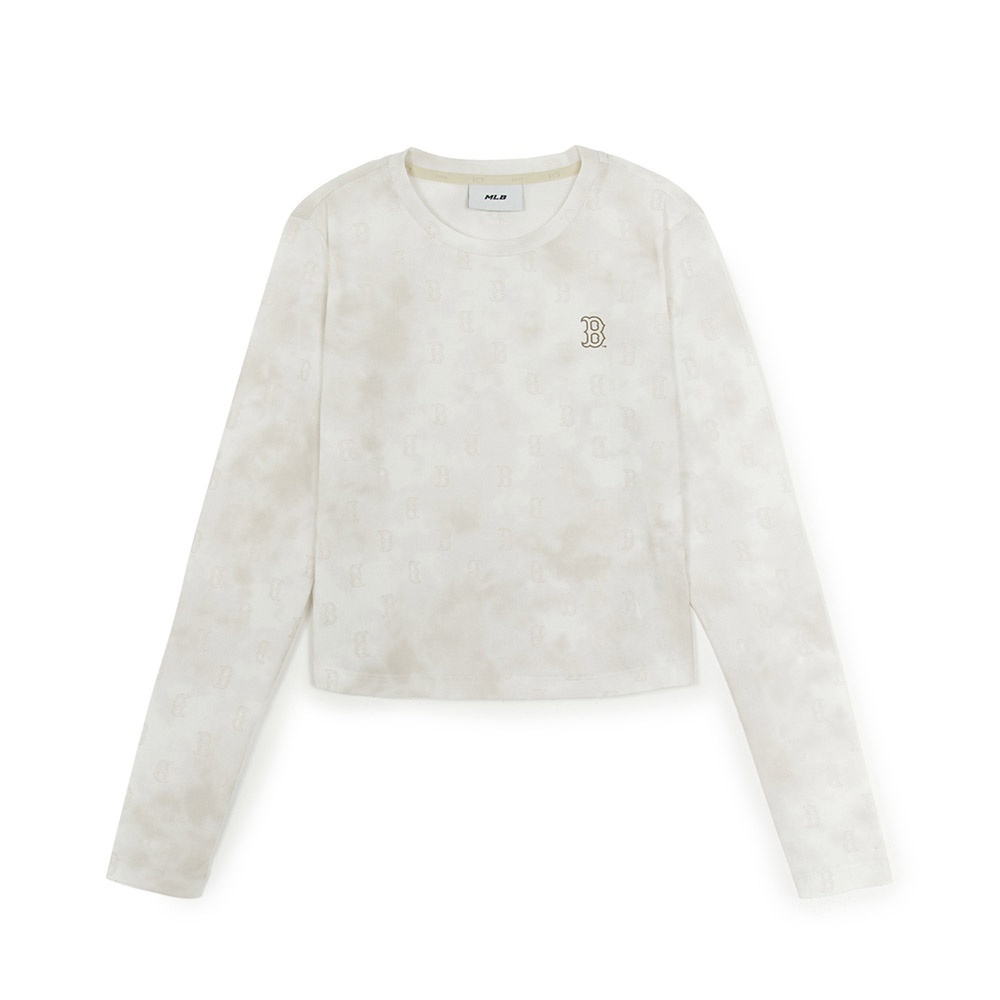 MLB 女版渲染修身長袖T恤 Monogram系列 波士頓紅襪隊 (3FTSM0254-43SAL)