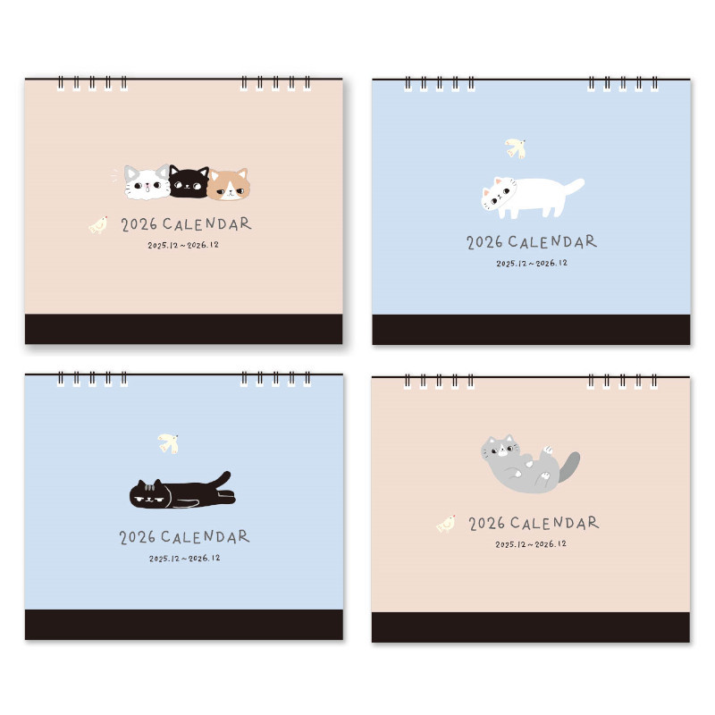 O-Cat 2026年 貓咪桌曆-三貓/白貓/灰貓/黑貓