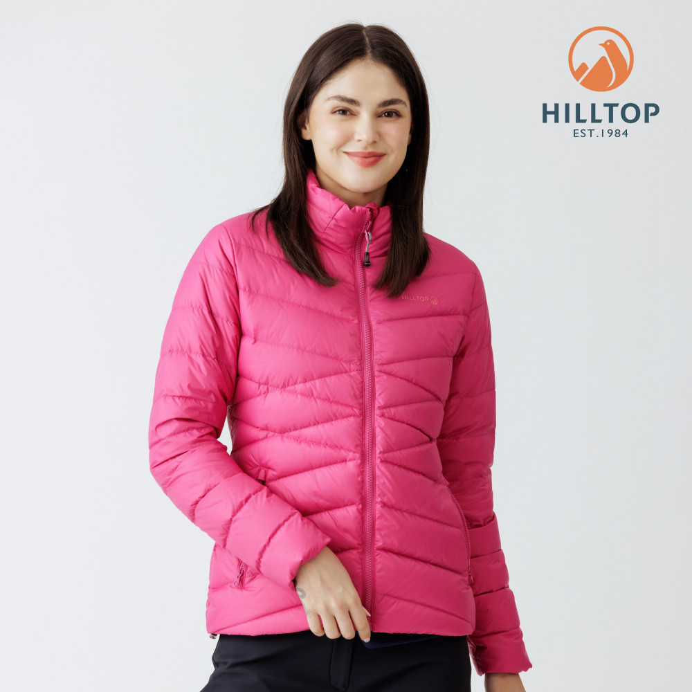 【Hilltop山頂鳥】超潑水石墨烯蓄熱羽絨短大衣外套 (可銜接GORE-TEX外件) 女款 桃紅 | PF22XF34ECF0