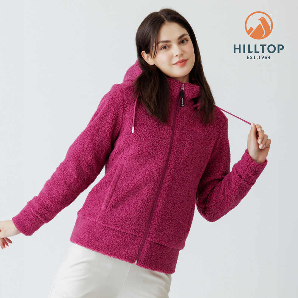 【Hilltop山頂鳥】毛絨保暖刷毛外套 女款 玫瑰冰紅 | PH22XF30ECF0