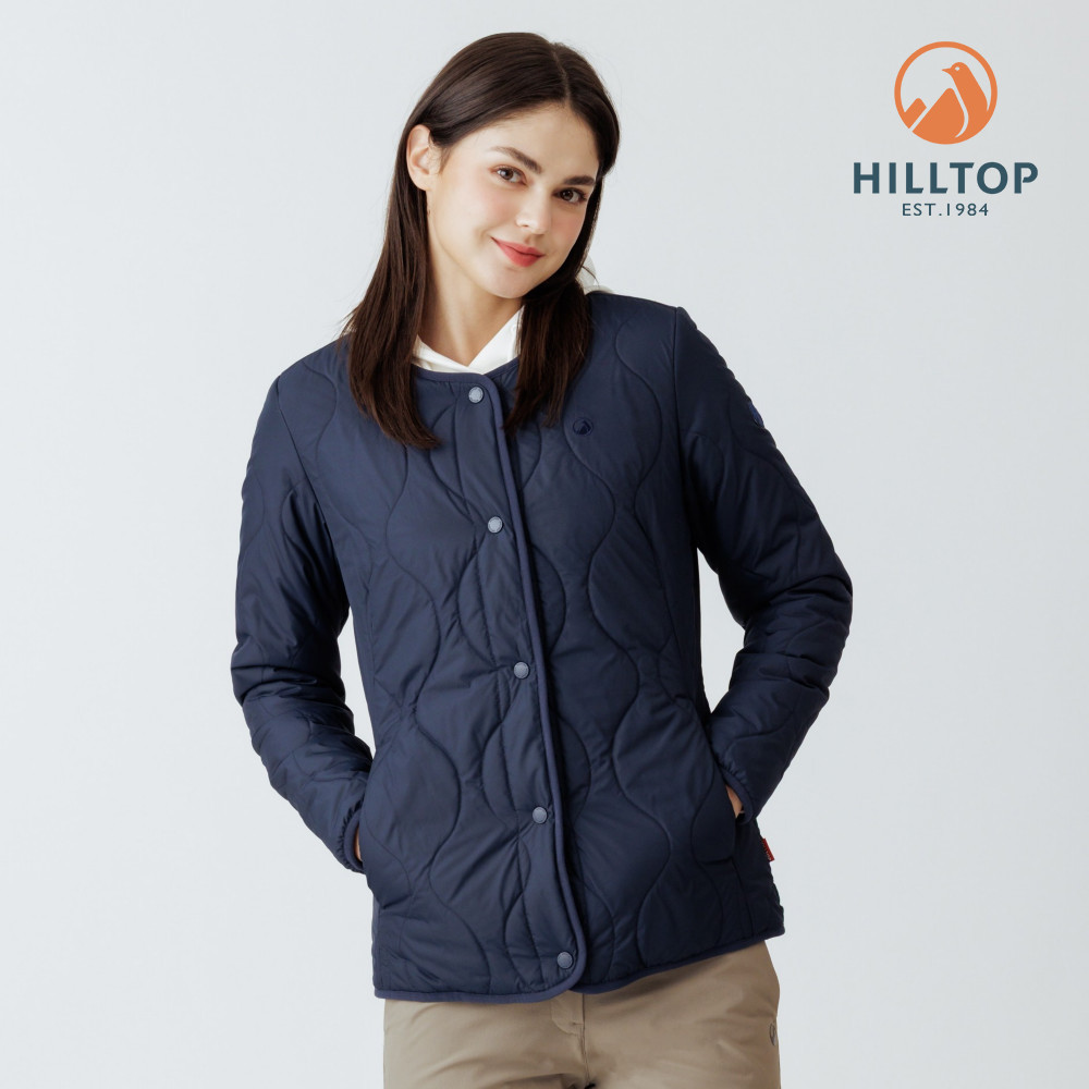 【Hilltop山頂鳥】THERMOLITE科技保暖棉超潑水鋪棉無領夾克外套 女款 深藍 | PH24XFK4ECE0