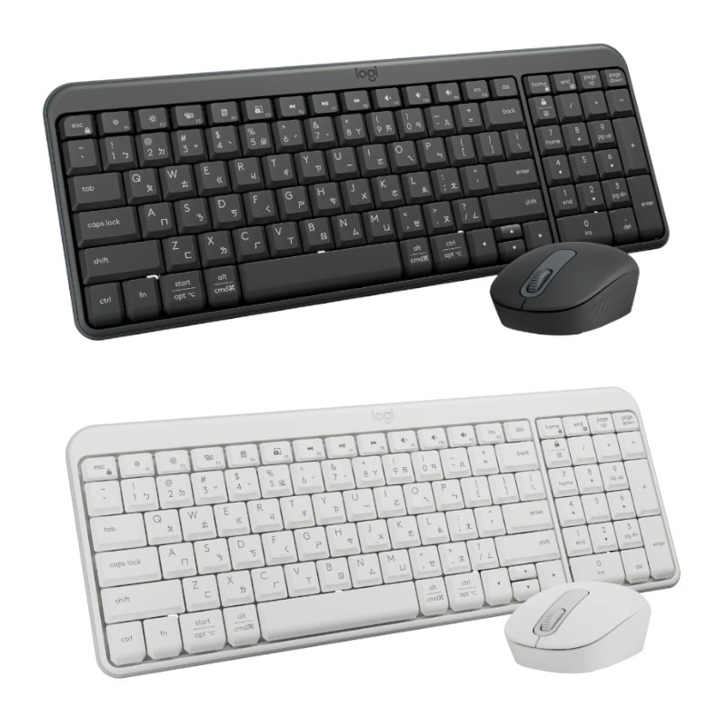 羅技Logitech 無線藍牙鍵盤滑鼠組(MK250)-石墨黑/珍珠白