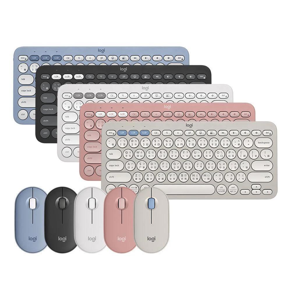 羅技Logitech Pebble 2 Combo 無線藍牙鍵盤滑鼠組-石墨灰/珍珠白/玫瑰粉/天空藍/迷霧灰