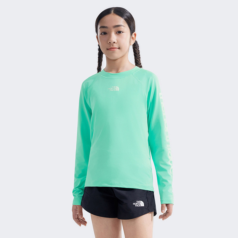 The North Face北面兒童綠色FLASHDRY速乾長袖上衣｜8AN76EI