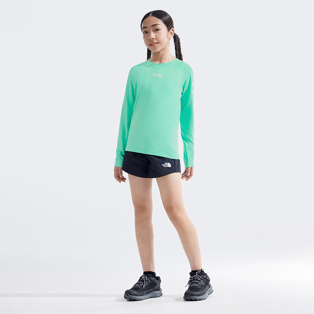 The North Face北面兒童綠色FLASHDRY速乾長袖上衣｜8AN76EI