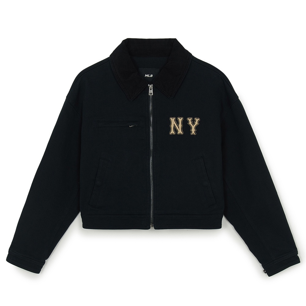 MLB 女版 巴恩風外套 復古短版外套 紐約洋基隊 (3FJPB0154-50BKS)