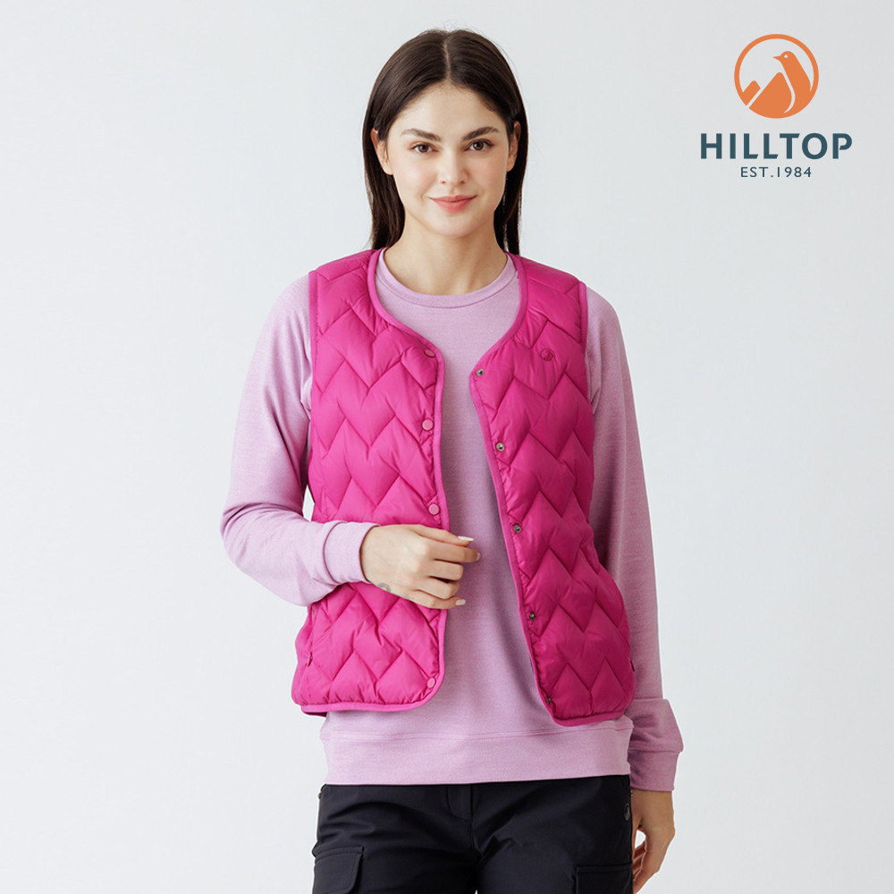 【Hilltop山頂鳥】雙面穿超潑水石墨烯蓄熱羽絨內背心 女款 桃紅/深藍 | PF25XFH9ECJE