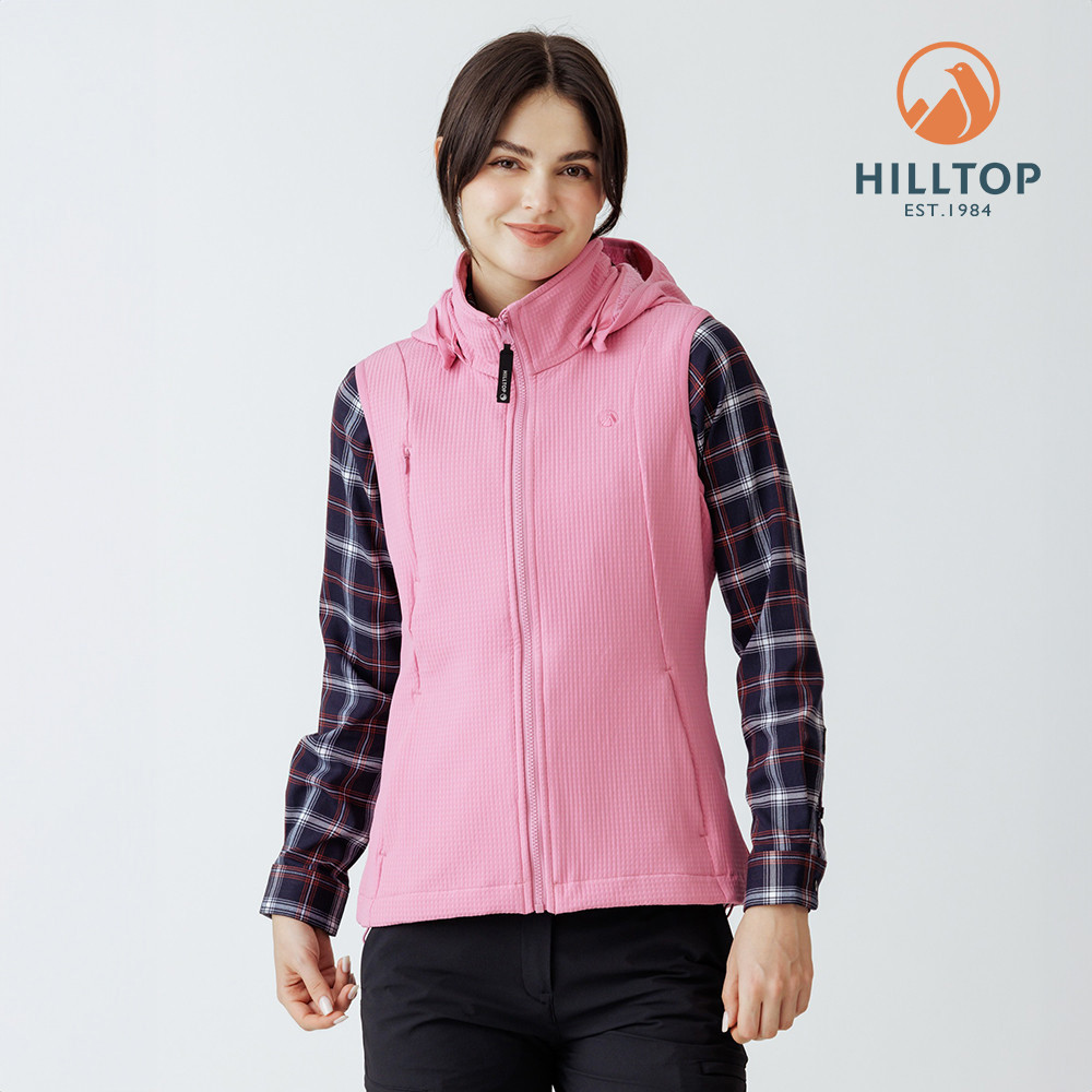 【Hilltop山頂鳥】超潑水保暖彈性刷毛背心 女款 粉紅 | PH25XF95ECF0