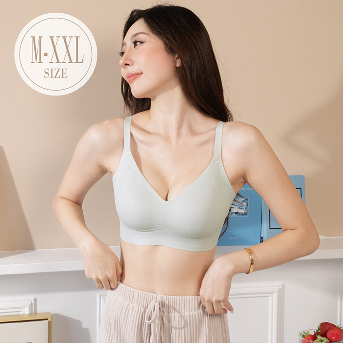 第三代【冰沁微甜】冰5銅胺絲無鋼圈無痕BRA'' M-XXL (椰青綠) #1822