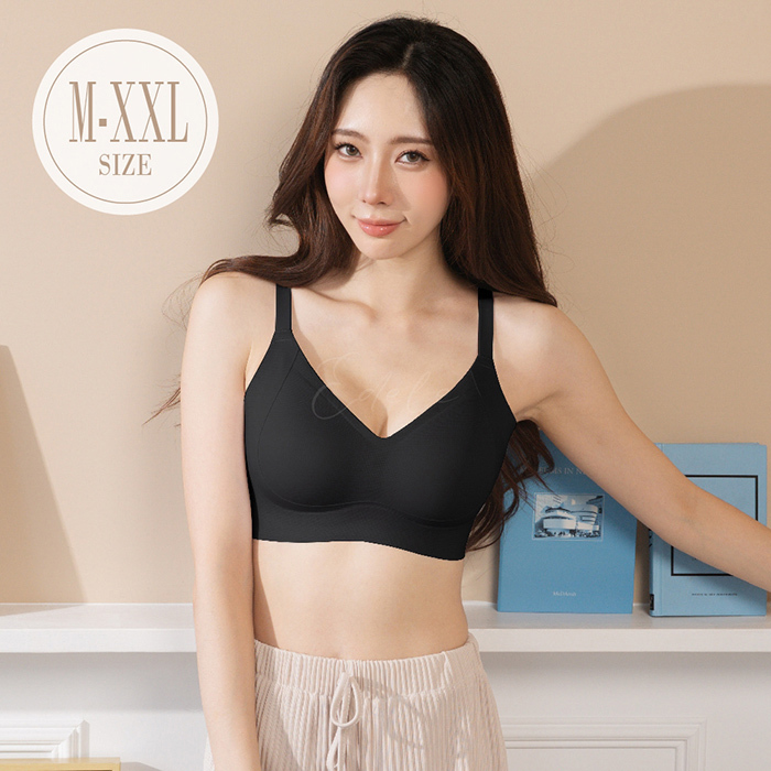 第三代【冰沁微甜】冰5銅胺絲無鋼圈無痕BRA'' M-XXL (深氧黑) #1822
