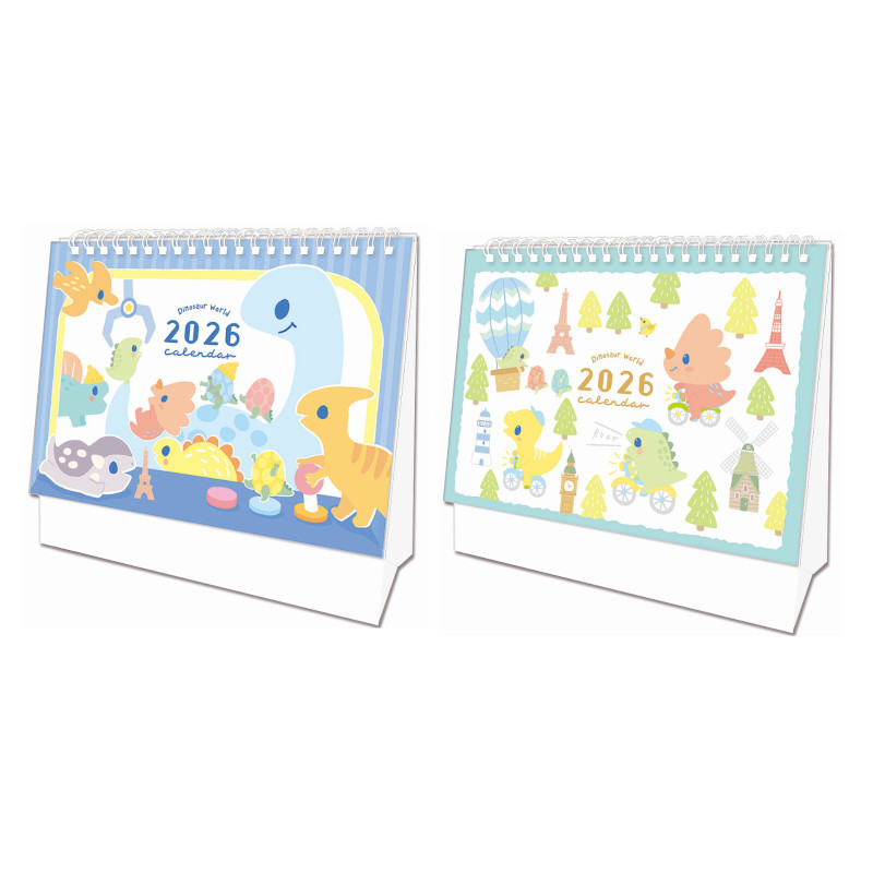 2026年 恐龍彩繪三角桌曆-夾娃娃/旅遊