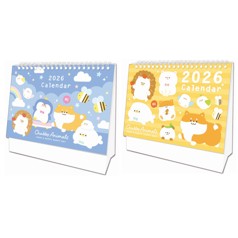 2026年 圓生物彩繪三角桌曆-藍色/黃色