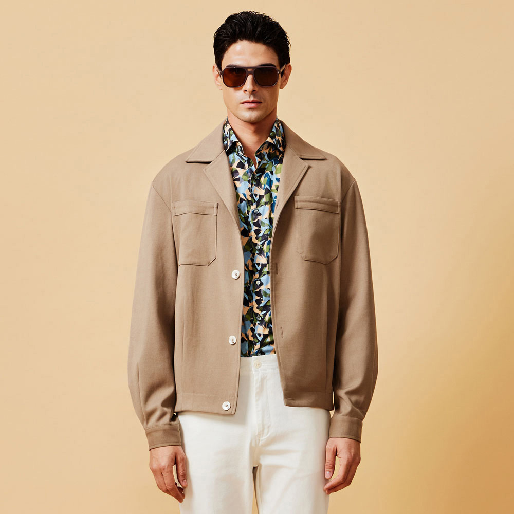 淺灰棕前口袋夾克-825211114012