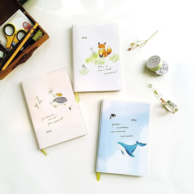 2026年 Zakka系列 年度膠皮手冊 32K-刺蝟/鯨魚/狐狸