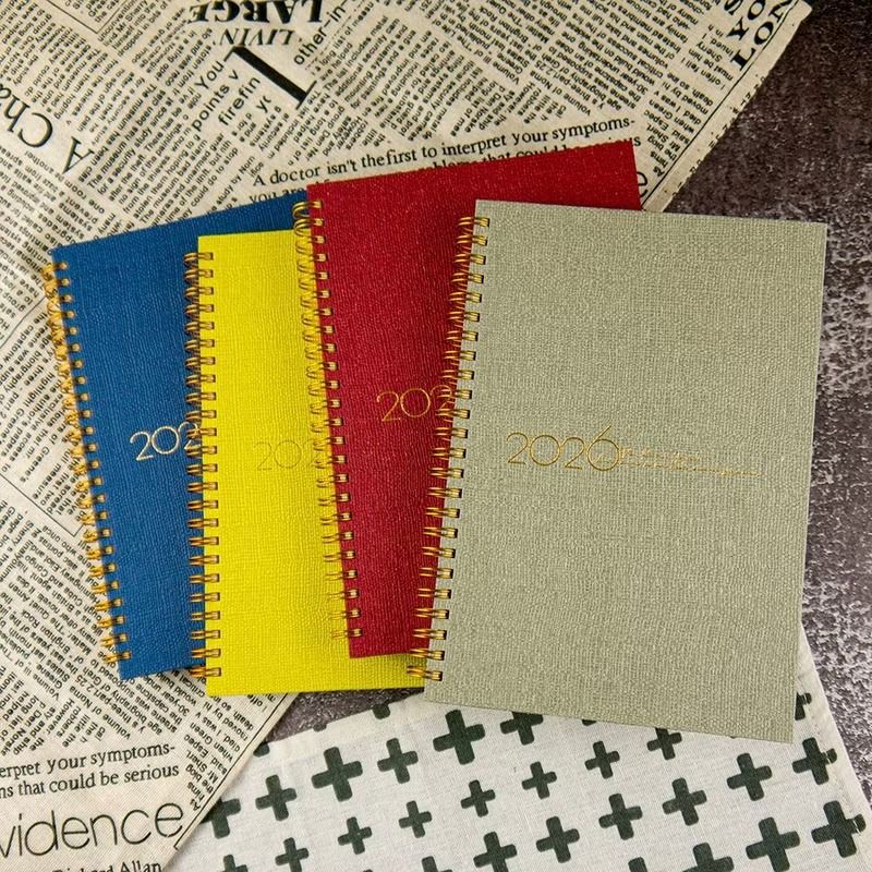 綠的事務conifer 2026年 苧麻雙線圈橫式週誌 25K-冰灰/藏紅/春黃/湛藍