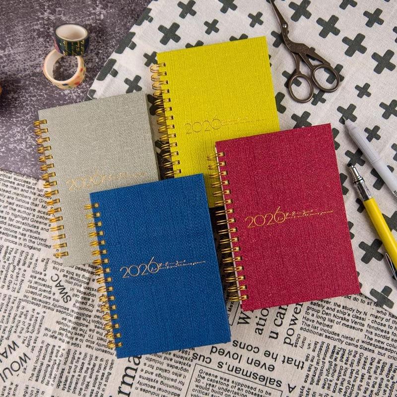 綠的事務conifer 2026年 苧麻雙線圈橫式週誌 50K-冰灰/藏紅/春黃/湛藍