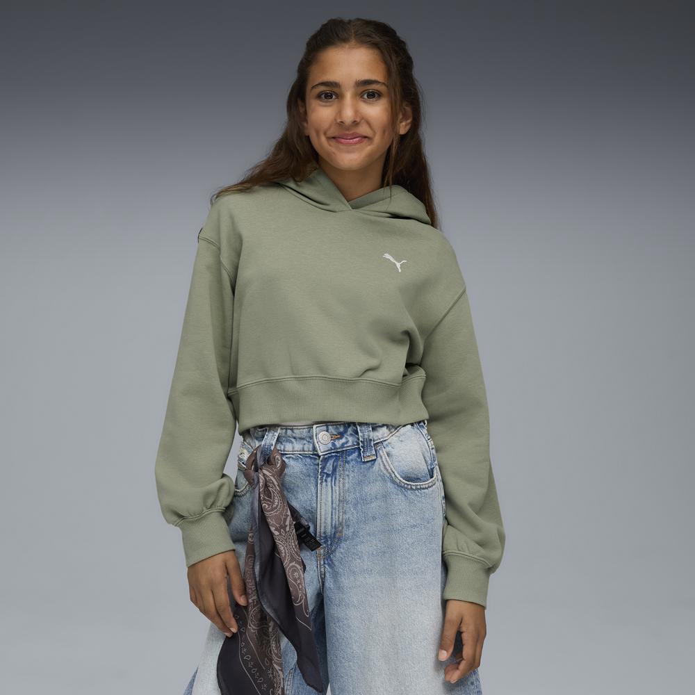 PUMA 基本系列Wardrobe ESS短版長厚連帽T恤 女童