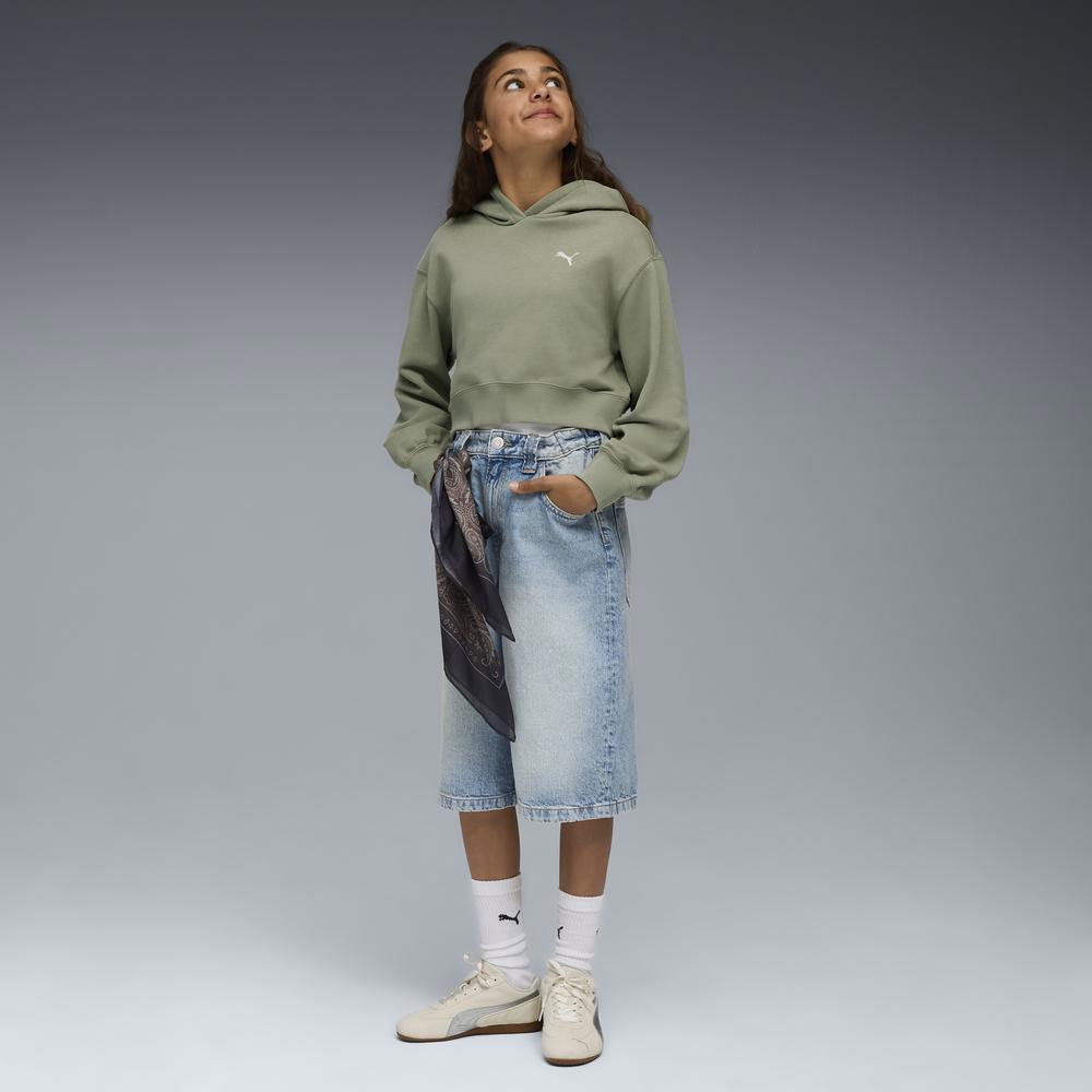 PUMA 基本系列Wardrobe ESS短版長厚連帽T恤 女童