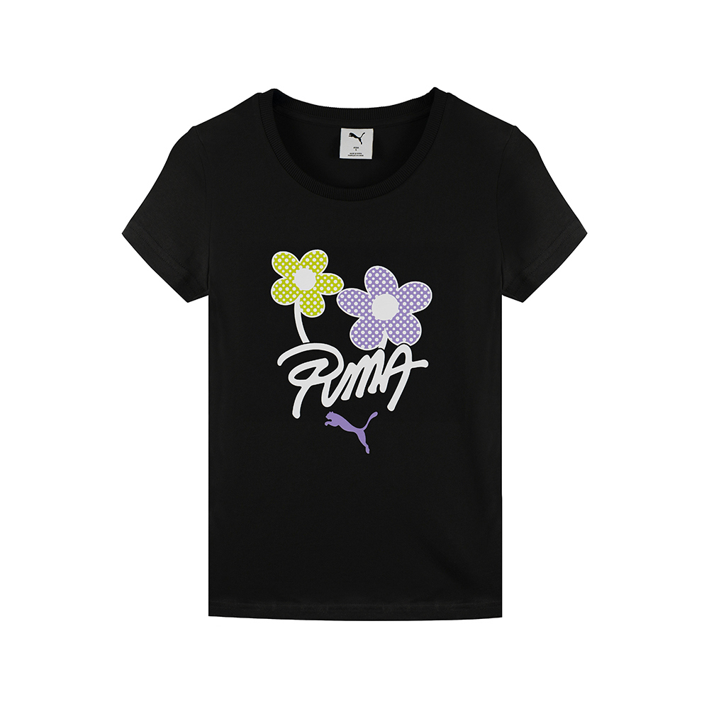 PUMA BT系列Logo花朵跳豹短袖T恤 女性