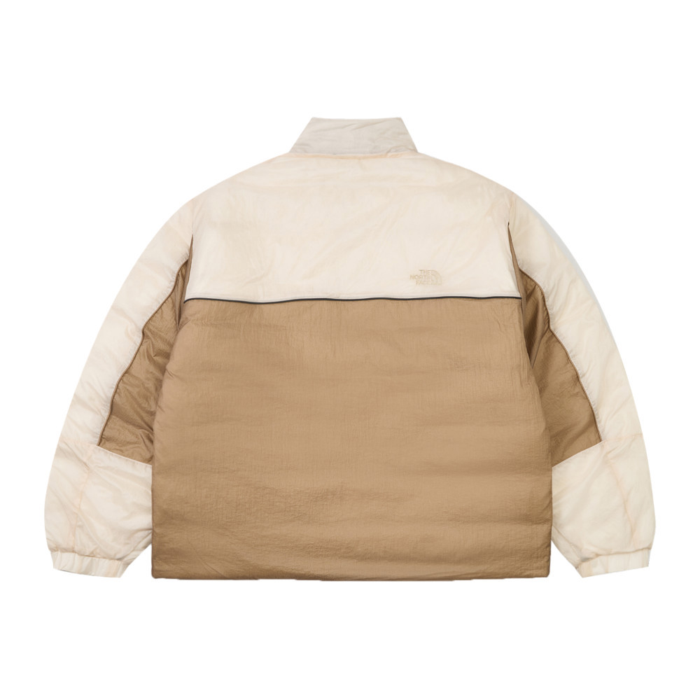 UE男女款米棕拼接DWR防潑水羽絨外套｜8E6JEJO