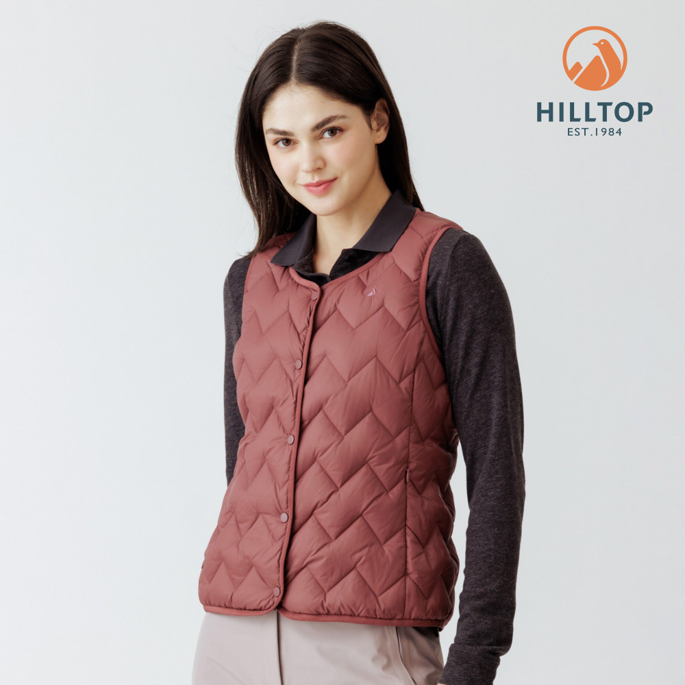 【Hilltop山頂鳥】雙面穿超潑水石墨烯蓄熱羽絨內背心 女款 玫瑰棕/黑 | PF25XFH9ECHA
