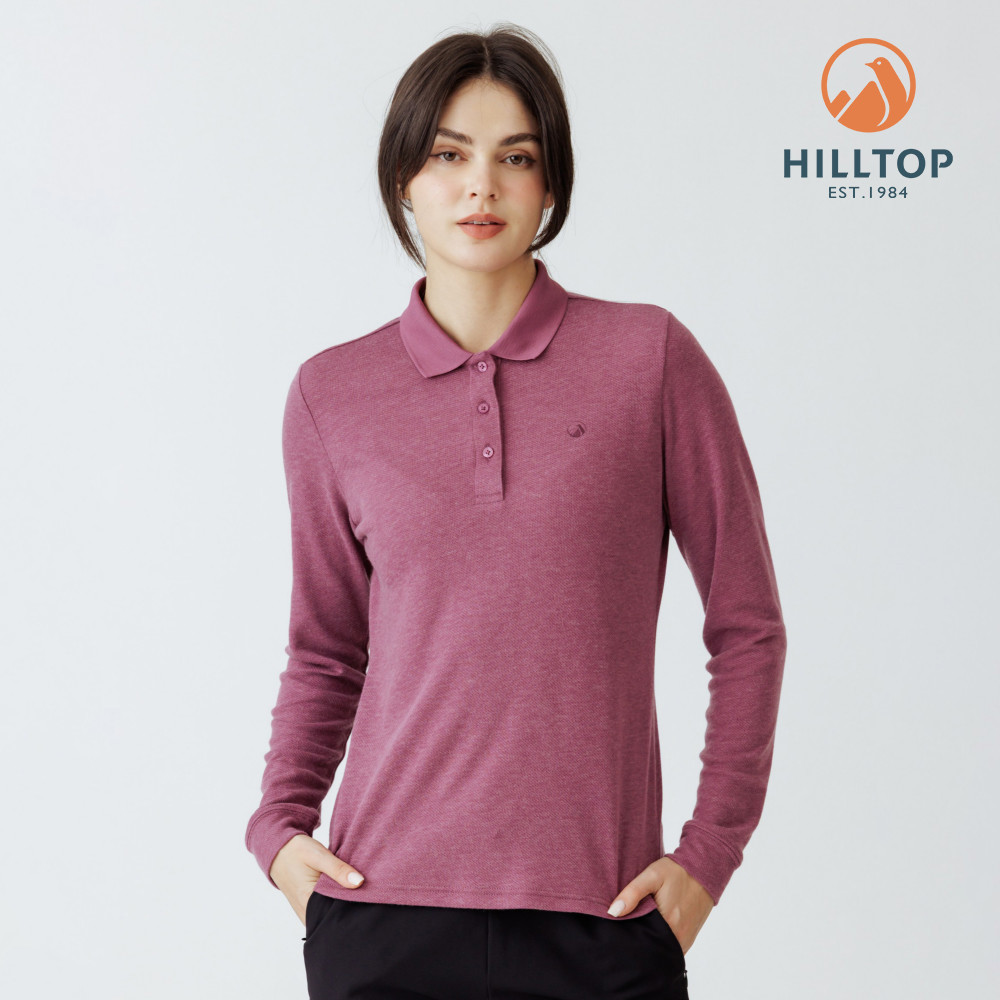 【Hilltop山頂鳥】保暖長袖POLO衫 女款 紫色 | PS15XF40ECH0