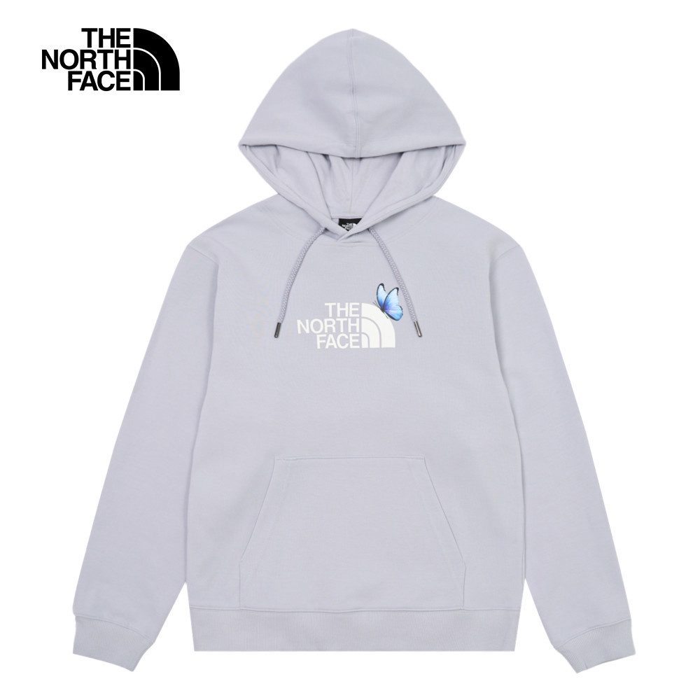 The North Face北面女款紫色蝴蝶LOGO印花長袖帽T｜8F0EBOB