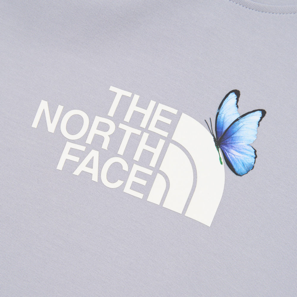 The North Face北面女款紫色蝴蝶LOGO印花長袖帽T｜8F0EBOB