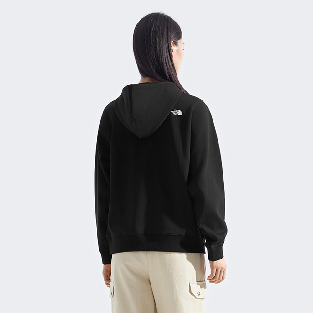 The North Face北面女款黑色蝴蝶LOGO印花長袖帽T｜8F0EJK3