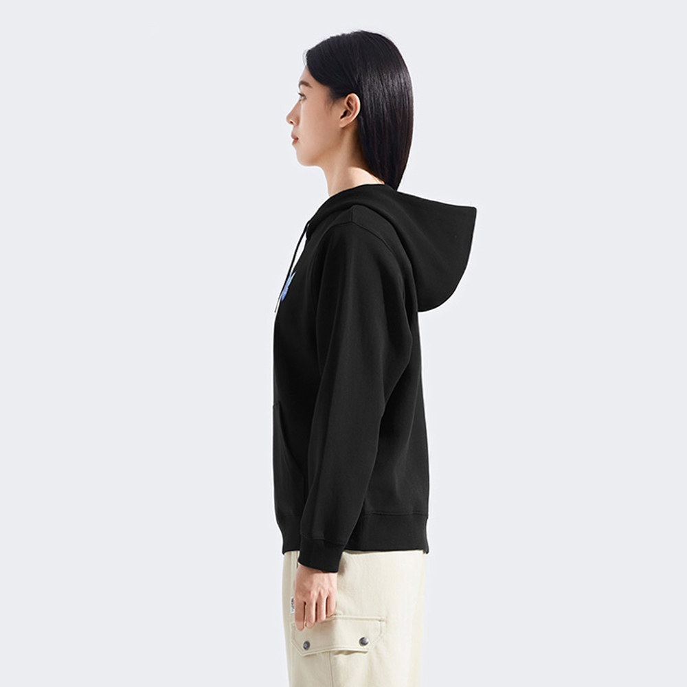 The North Face北面女款黑色蝴蝶LOGO印花長袖帽T｜8F0EJK3