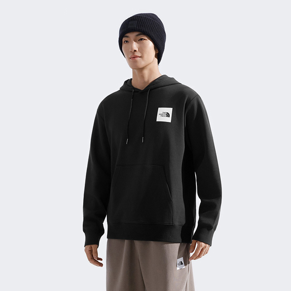 The North Face北面男款黑色大尺寸印花長袖帽T｜8F0QJK3