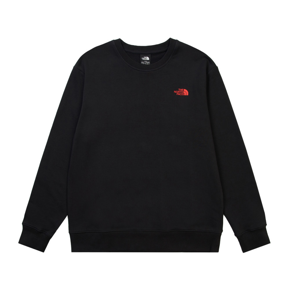 The North Face北面男女款黑色品牌LOGO印花長袖大學T｜8F0TJK3