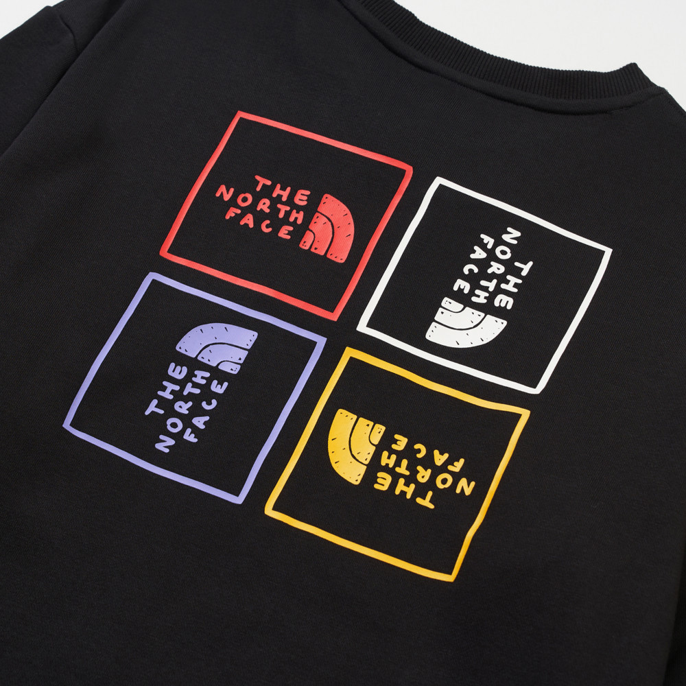The North Face北面男女款黑色品牌LOGO印花長袖大學T｜8F0TJK3
