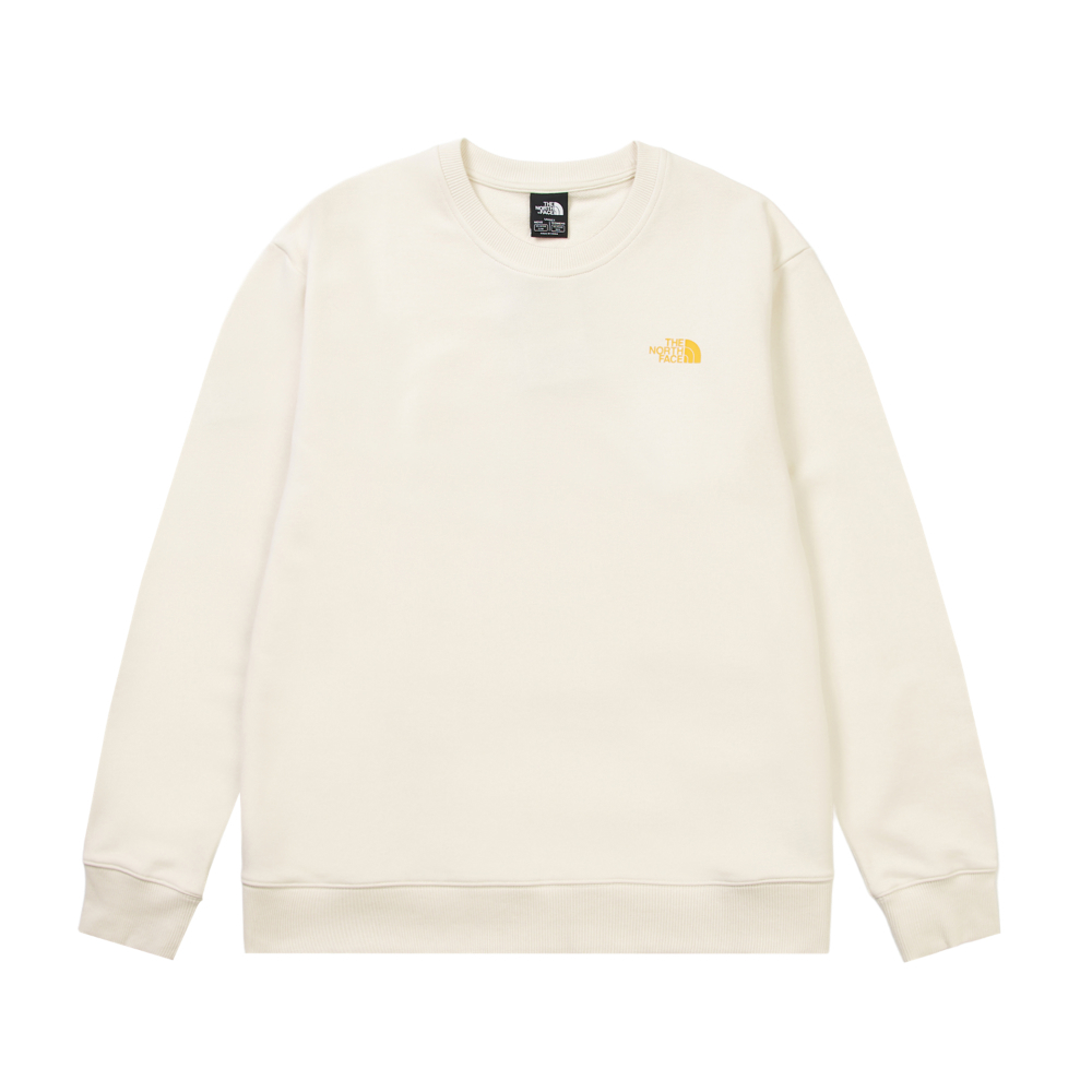 The North Face北面男女款米白色品牌LOGO印花長袖大學T｜8F0TQLI