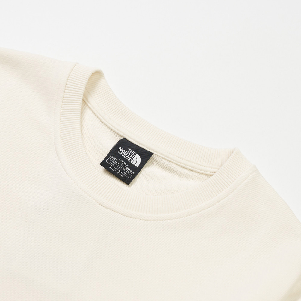 The North Face北面男女款米白色品牌LOGO印花長袖大學T｜8F0TQLI