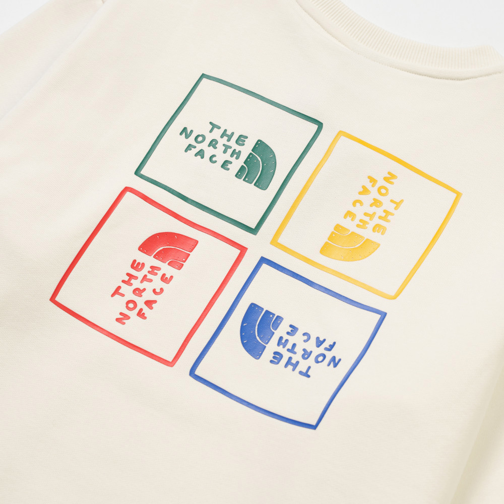 The North Face北面男女款米白色品牌LOGO印花長袖大學T｜8F0TQLI