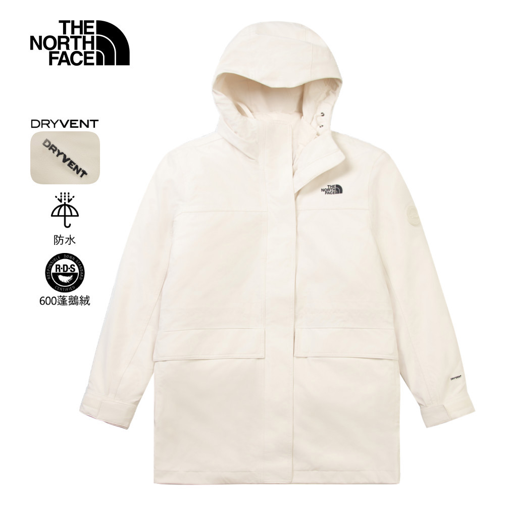 The North Face北面女款米白色DRYVENT防水三合一外套｜8ED6QLI