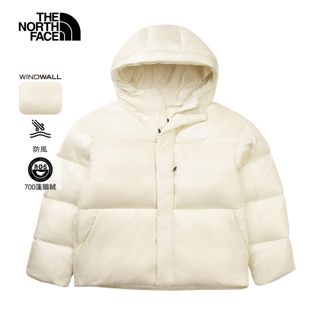 The North Face北面男女款米白色DWR防潑水羽絨外套｜8DQBQLI