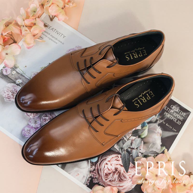 現貨 現代典雅男士皮鞋 型格歐巴 大尺碼男鞋-H015 男碼12、13 男結婚皮鞋 棕色紳士皮鞋 結婚正裝鞋 商務皮鞋 台灣製皮鞋推薦 EPRIS艾佩絲-棕咖