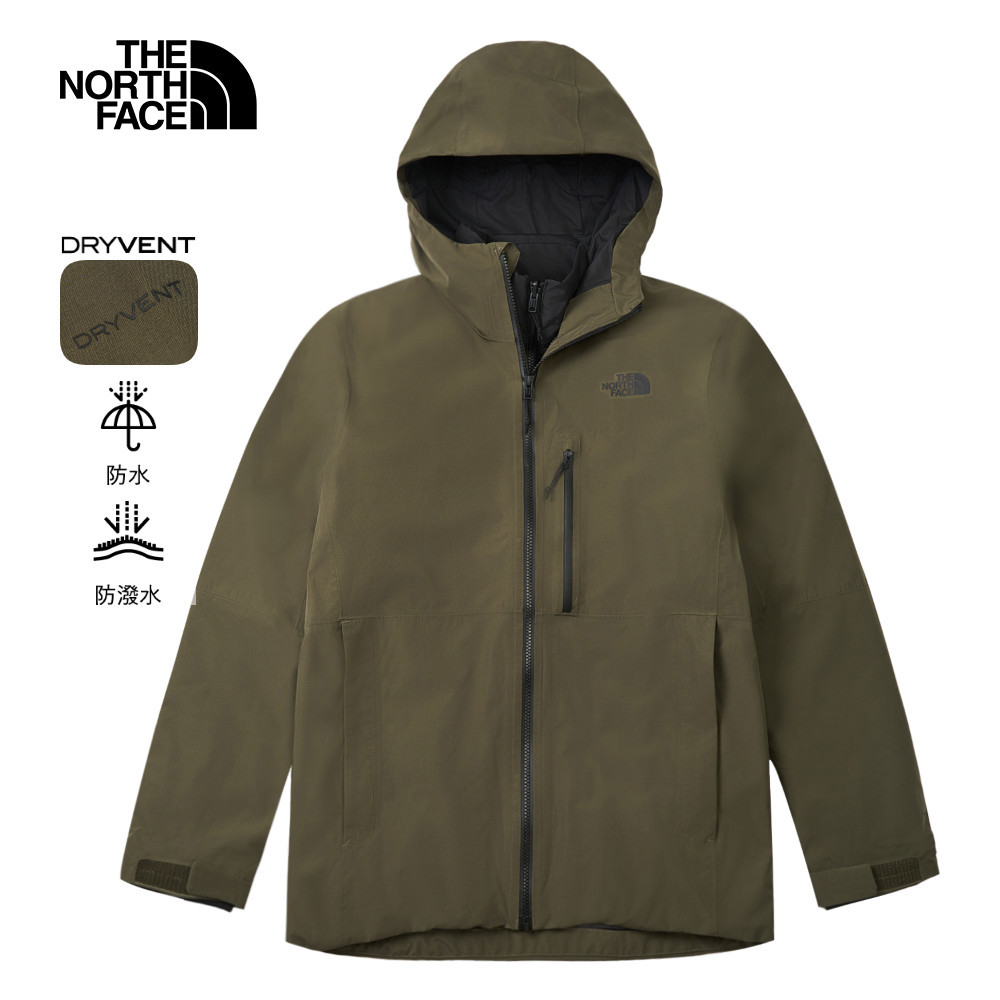 The North Face北面男款綠色DRYVENT防水三合一外套｜83SL4WC｜翔速旗艦店