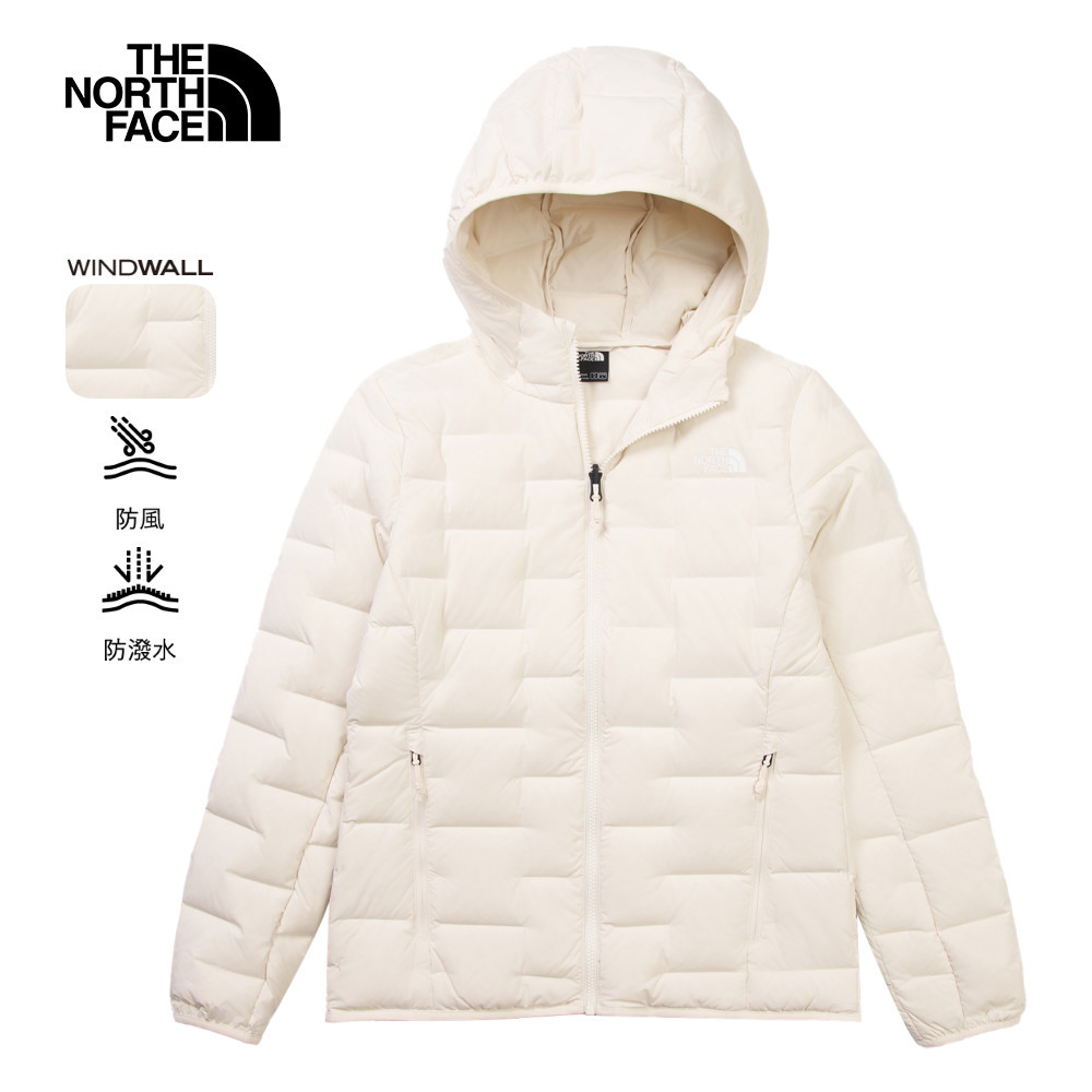The North Face北面女款米白色DWR防潑水羽絨外套｜8DX6QLI