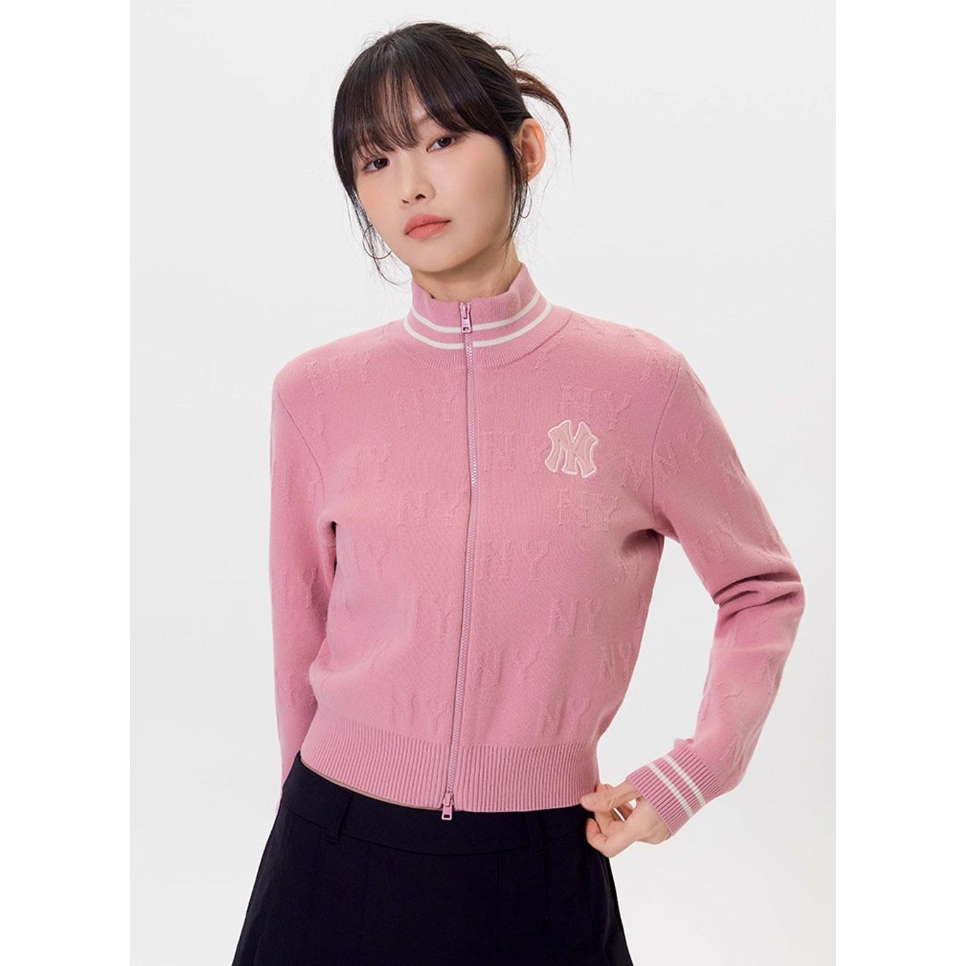 MLB 女版長袖復古水洗針織衫 Monogram系列 紐約洋基隊 (3FKCM0154-50PKL)