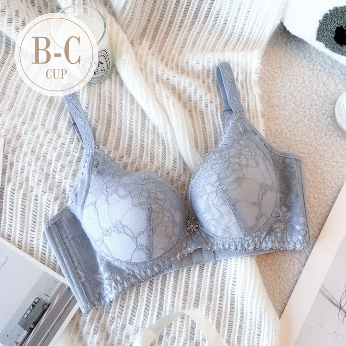 內衣【浪漫夢境】蕾絲集中無鋼圈內衣 *B/C罩 (灰) #1891