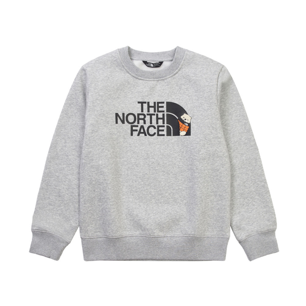 The North Face北面兒童灰色大尺寸印花長袖大學T｜8F15DYX